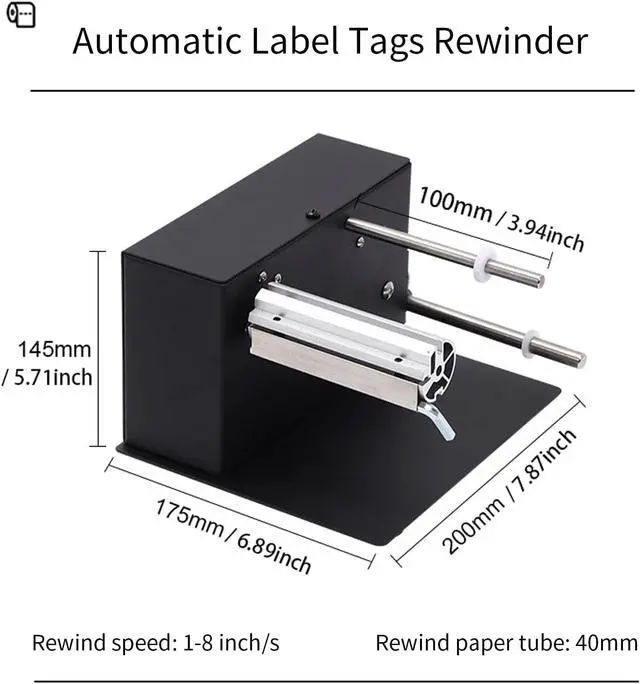 Alt view image 3 of 7 - AIWFL Automatic Label Rewinder Rewinding Machine Speed 1-8 inch/s Automatic Label Rewinder Two-Way Rewinding 180mm Label Roller Machine Synchronize with Printer (R3)