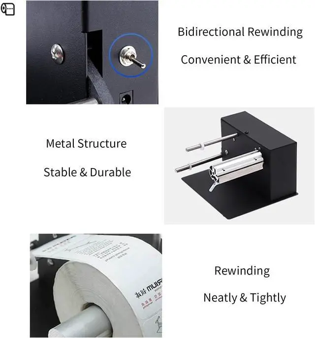 Alt view image 5 of 7 - AIWFL Automatic Label Rewinder Rewinding Machine Speed 1-8 inch/s Automatic Label Rewinder Two-Way Rewinding 180mm Label Roller Machine Synchronize with Printer (R3)