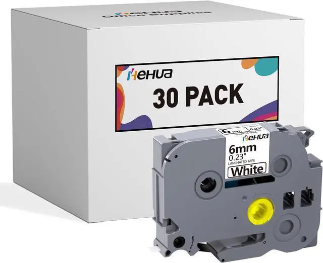 Main image of Hehua 30 Pack Tze Tz Tape 6mm 0.23" Laminated White TZe-211 TZe211