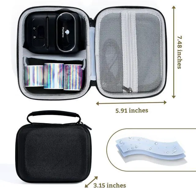 Alt view image 5 of 6 - Phomemo Pink Label Printer with Portable Label Printer Storage Bag for Labels Roll, USB Cable, Black
