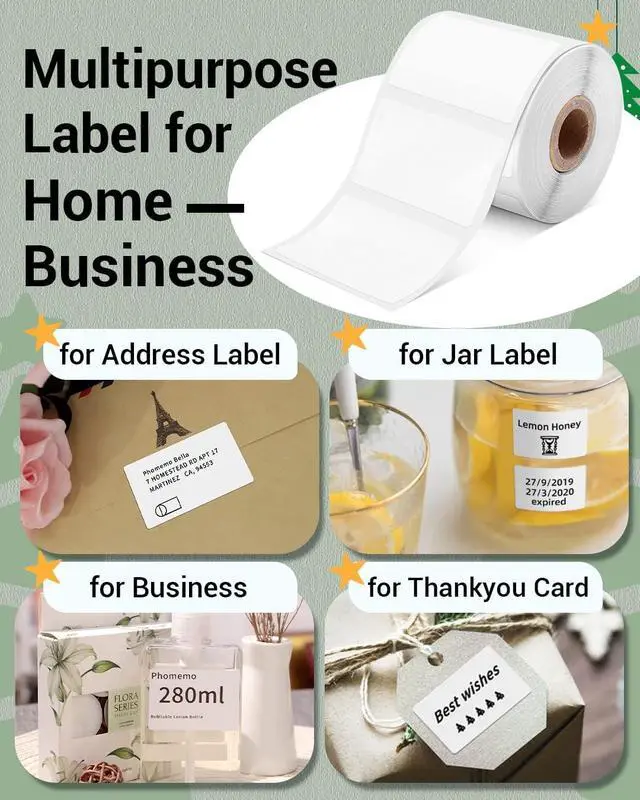 Alt view image 7 of 7 - Phomemo M110 Label Maker- with 3Rolls 40x30mm Thermal Sticker Labels Portable Thermal Printer for Small Business, Address, Logo, Clothing, Mailing, Sticker Printer for Phones & PC