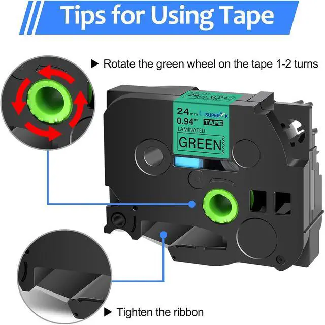 Alt view image 3 of 6 - 8PK Compatible for Brother P-Touch Label Maker Tape TZe-751 TZ-751 TZe751 TZ751 Black on Green 24mm 0.94 inch 1'' x 26.2ft Laminated TZe TZ Label Tape for PT-2730 PT-2730VP PT-3600 PT-7500