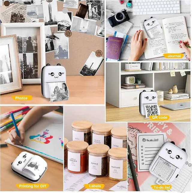Alt view image 3 of 7 - Sticker Printer, Mini Thermal Printer with 10 Rolls Paper, Sticker Maker Machine, Portable Printers for Notes, Journal, Fun, Work, Gift for Kids, Compatible with iOS&Android