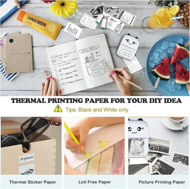 Alt view image 4 of 7 - Sticker Printer, Mini Thermal Printer with 10 Rolls Paper, Sticker Maker Machine, Portable Printers for Notes, Journal, Fun, Work, Gift for Kids, Compatible with iOS&Android