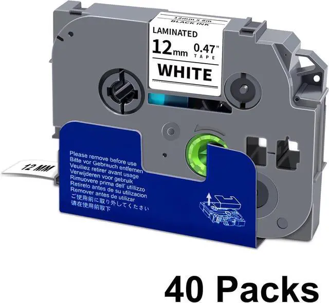 Main image of Unismar 40-Pack Compatible for Brother Black on White 12mm Label Tape