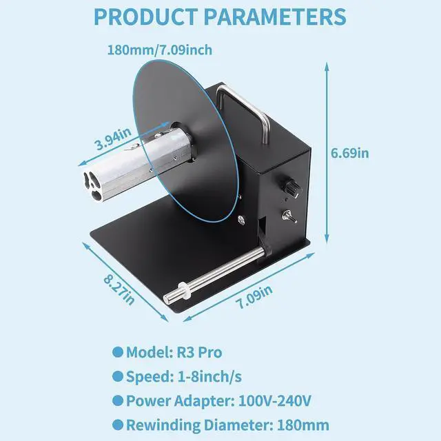 Alt view image 2 of 7 - AIWFL Automatic Label Rewinder R3 Pro 180mm Label Rewinding Machine