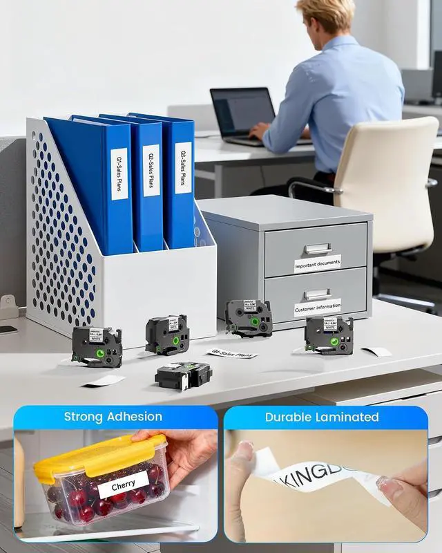 Alt view image 5 of 7 - Label KINGDOM 8 Pack Compatible with P Touch 24mm 0.94/~1 Label Maker Tape TZ-251 Laminated White Refill for PT-D600 PT-D610BT PT-700