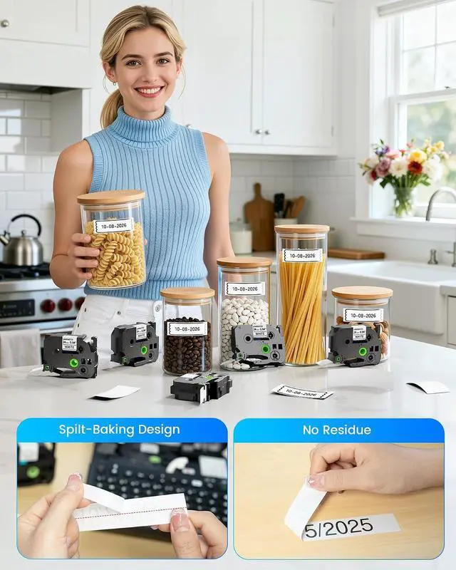 Alt view image 6 of 7 - Label KINGDOM 8 Pack Compatible with P Touch 24mm 0.94/~1 Label Maker Tape TZ-251 Laminated White Refill for PT-D600 PT-D610BT PT-700