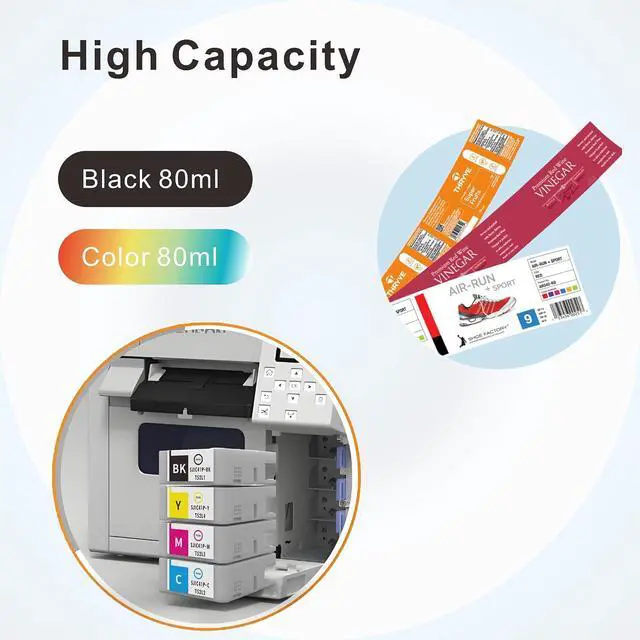 Alt view image 4 of 5 - G&Y GUYING SJIC35P 4-Pack 80ml Pigment Ink High Yield Remanufactured Ink Cartridge Replacement for T44B1 T44B2 T44B3 T44B4 for ColorWorks CW-C6000Au CW-C6000Pu CW-C6500Au Label Printer