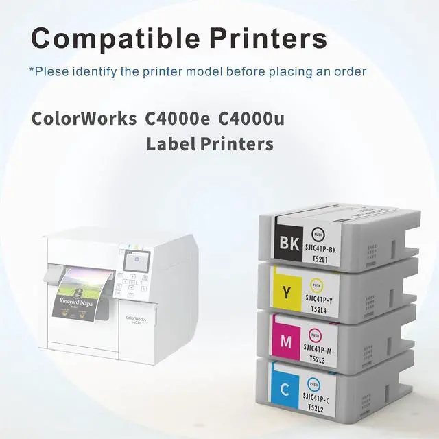 Alt view image 4 of 6 - G&Y GUYING SJIC41P Ink Cartridges Set Remanufacture High Yield Pigment Ink Replacement for SJIC41P(SJIC41P-MK/C/M/Y) T52L1 T52L2 T52L3 T52L4 for ColorWorks CW-4000e CW-4000u Label Printers