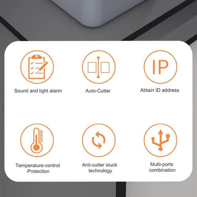 Alt view image 3 of 7 - Shipping Label Printer, High Speed 80mm Width Auto Cutter Thermal Printer USB LAN Interface for Office (US Plug 110240V)