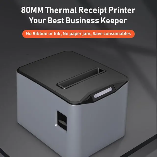 Alt view image 2 of 7 - Shipping Label Printer, High Speed 80mm Width Auto Cutter Thermal Printer USB LAN Interface for Office (US Plug 110240V)