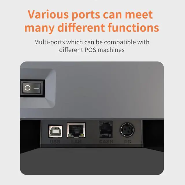 Alt view image 5 of 7 - Shipping Label Printer, High Speed 80mm Width Auto Cutter Thermal Printer USB LAN Interface for Office (US Plug 110240V)