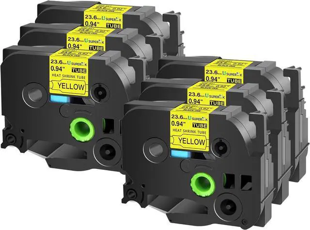Main image of 6PK Compatible for Brother P-Touch HSe-651 HSe651 HS-651 HS651 Black on Yellow 23.6mm 0.92'' Heat Shrink Tubing for Wire Cable for PT2730 PT2730VP PT7500 PT7600 Label Maker Tape
