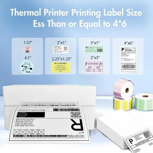 Alt view image 2 of 6 - Bluetooth Thermal Shipping Label Printer (White) + Thermal Direct Shipping Labels (Pack of 500 Fan-Fold Labels)