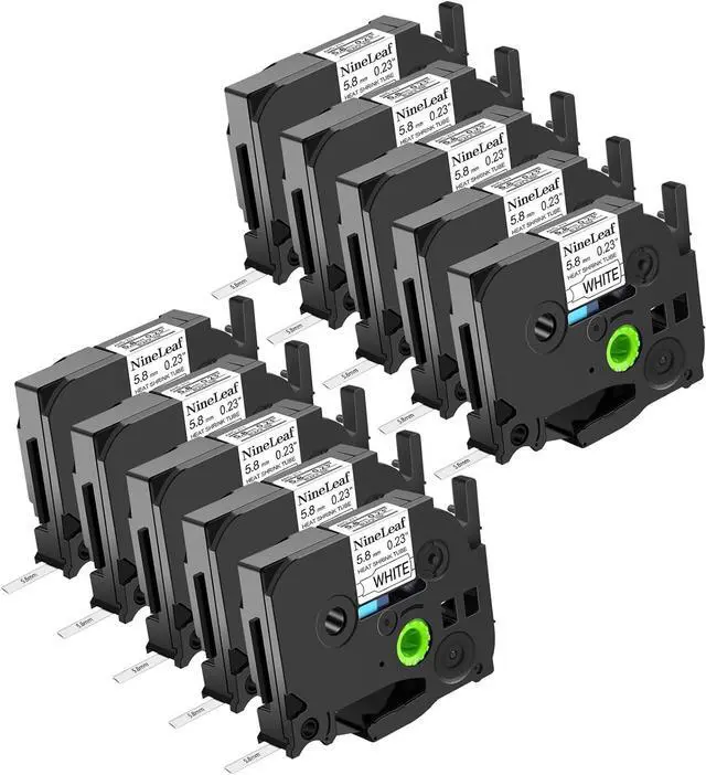 Main image of 10PK Compatible for Ptouch HSe-211 HSe211 HS-211 HS211 5.8mm 0.23 Black on White Heat Shrink Tubes for PT-E300 PT-E500 PT-E550W PT-P750W Label Maker Tapes