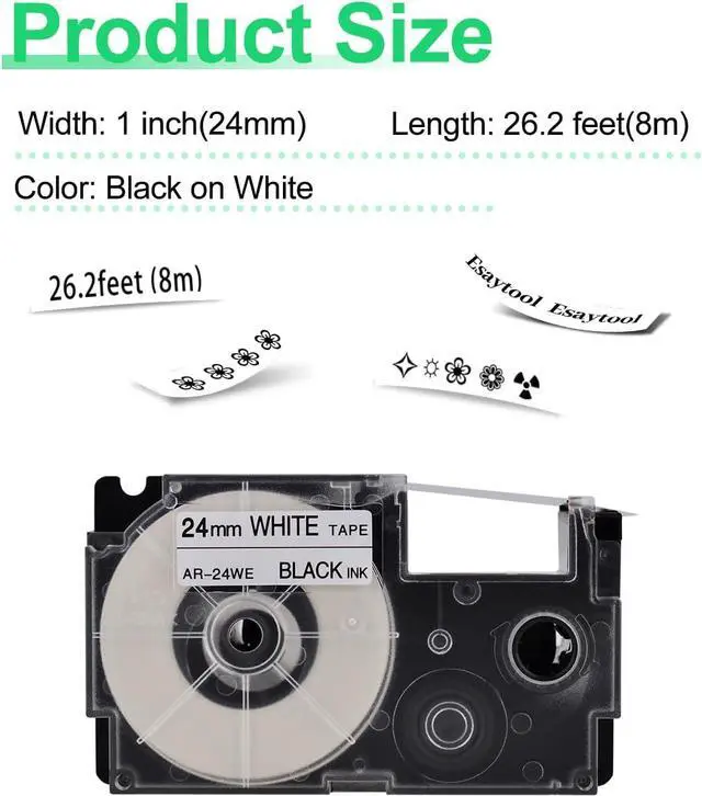 Alt view image 2 of 7 - 20 X Compatible with Cassette Label Tape XR24WE XR-24WE XR-24WE2S XR24WE2S Black on White 24mm 1 inch x 26.2 Feet Replacement for CWL300 KL-430 KL-820 KL-7000 KL-7200 KL-8100 Label Maker