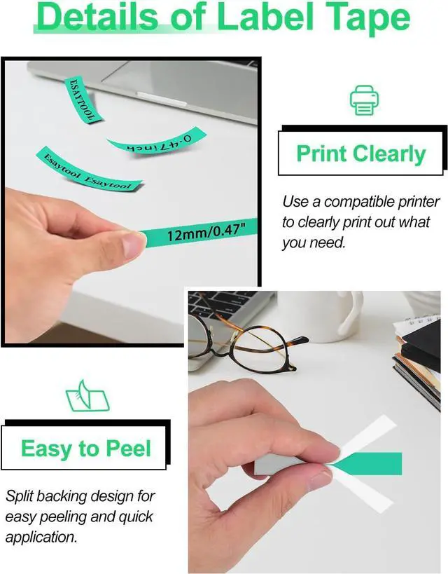 Alt view image 4 of 5 - 20 X Compatible with Cassette Label Tape XR12GN XR-12GN XR-12GN2S XR12GN2S Black on Green 12mm 1/2 inch x 26.2 Feet Replacement for KL-120 KL-430 KL-1500 KL-2000 Label Maker