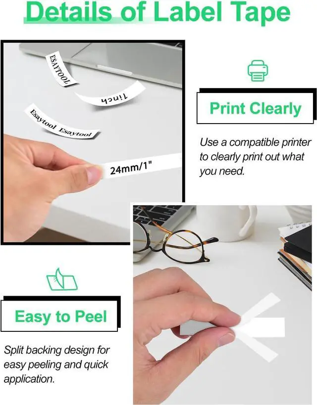 Alt view image 5 of 7 - 20 X Compatible with Cassette Label Tape XR24WE XR-24WE XR-24WE2S XR24WE2S Black on White 24mm 1 inch x 26.2 Feet Replacement for CWL300 KL-430 KL-820 KL-7000 KL-7200 KL-8100 Label Maker