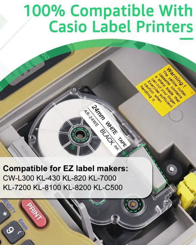 Alt view image 7 of 7 - 20 X Compatible with Cassette Label Tape XR24WE XR-24WE XR-24WE2S XR24WE2S Black on White 24mm 1 inch x 26.2 Feet Replacement for CWL300 KL-430 KL-820 KL-7000 KL-7200 KL-8100 Label Maker