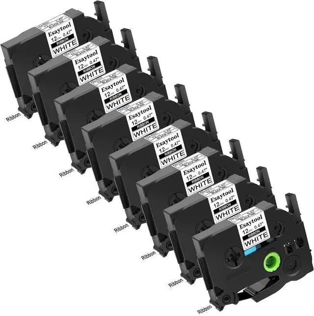 Main image of 8 X Compatible with P-Touch TZe-R231 AZE-R231 TZ-R231 Embellish Satin Ribbon 12mm 0.47 Inch Black on White Label Tape Replacement for Ptouch PT-H100 PT-D200 PT-P700 Label Maker