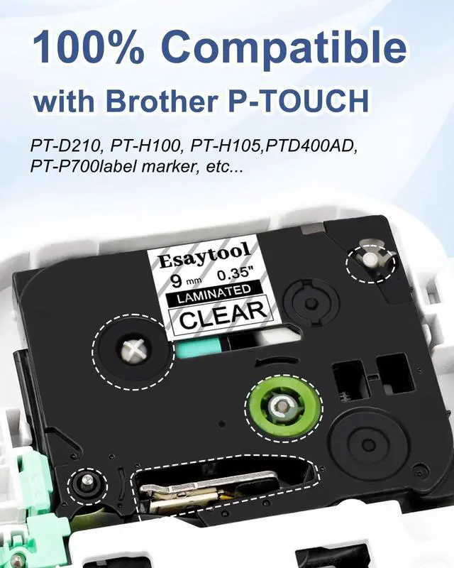 Alt view image 7 of 7 - 40 X Compatible with P-Touch TZe-121 AZE-121 TZ-121 Black on Clear 9mm 0.35'' Laminated Label Tape Replacement for Ptouch PT-H100 PT-D200 PT-P700 PT-1000 PT-2030 Label Maker