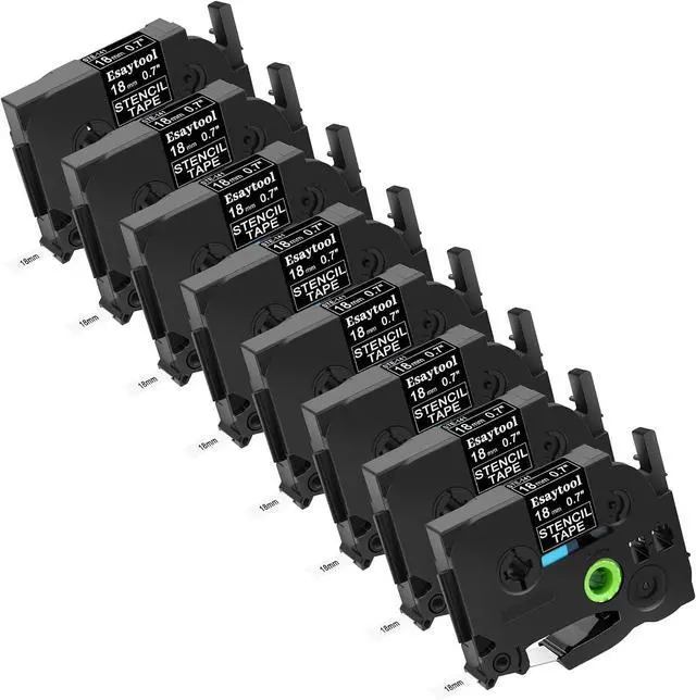 Main image of 8 X Compatible with STe-141 STe141 ST-141 ST141 Stencil Metal Etching Tape Black on Clear 18mm x 3m Replacement for PT-1500PC PT-1600 PT-1700 PT-1750 PT-1750SC PT-1800 PT-1810 Label Maker
