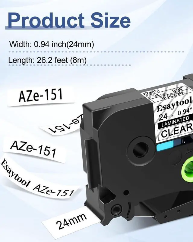 Alt view image 2 of 7 - 40 X Compatible with P-Touch TZe-151 AZE-151 TZ-151 Black on Clear 24mm 0.94'' Laminated Label Tape Replacement for Ptouch PT-D600 PT-E500 PT-H500 PT-P710BT PT-1400 PT-9200DX Label Maker