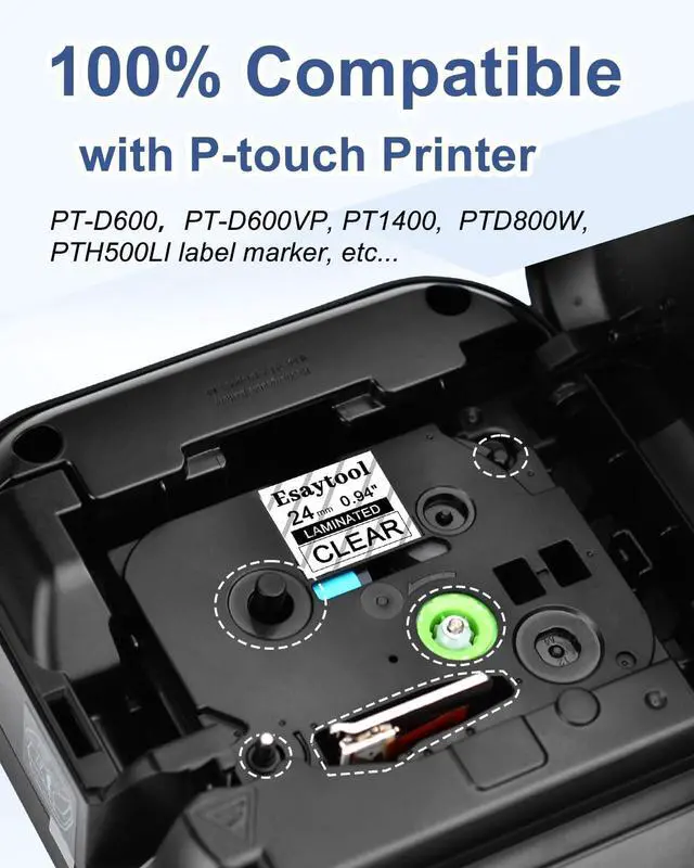 Alt view image 7 of 7 - 40 X Compatible with P-Touch TZe-151 AZE-151 TZ-151 Black on Clear 24mm 0.94'' Laminated Label Tape Replacement for Ptouch PT-D600 PT-E500 PT-H500 PT-P710BT PT-1400 PT-9200DX Label Maker