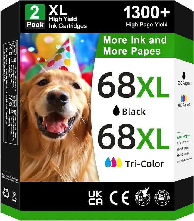 Main image of 68XL Ink Cartridges Black Color Combo Pack Compatible for HP 68 Ink