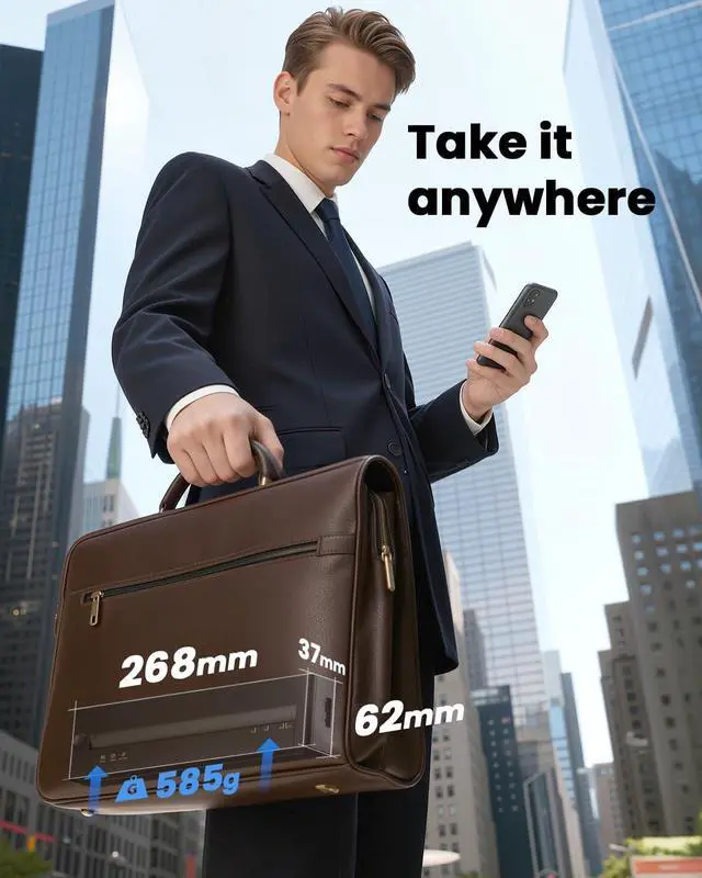 Alt view image 3 of 7 - TATTMUSE Portable Printers Wireless for Travel, Inkless Thermal Printer Compatible with iOS/Android/PC, Bluetooth Small Mobile Printer Support 8.5" X 11" US Letter Thermal Paper
