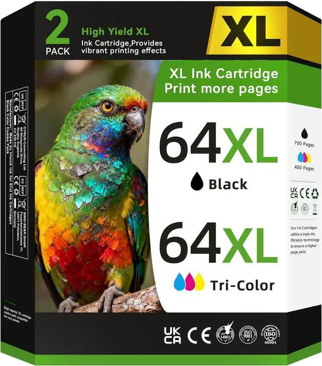 Main image of 64 Ink Cartridges Black/Color Combo Pack Compatible for HP Ink 64 64XL Black and Color Ink Cartridge for Printers Fit for HP Envy Inspire 7955e 7900e 7255e 7220e Envy Photo 7855 7155 7858 Tango X Ink