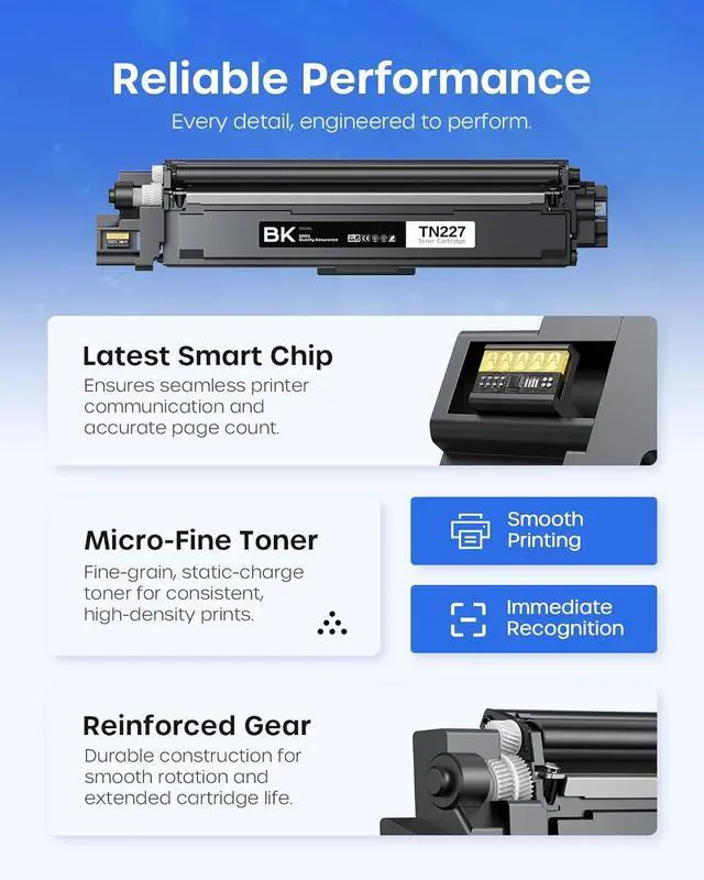 Alt view image 5 of 6 - TN227 Toner Cartridge High Yield 4 Pack Compatible for Brother TN 227