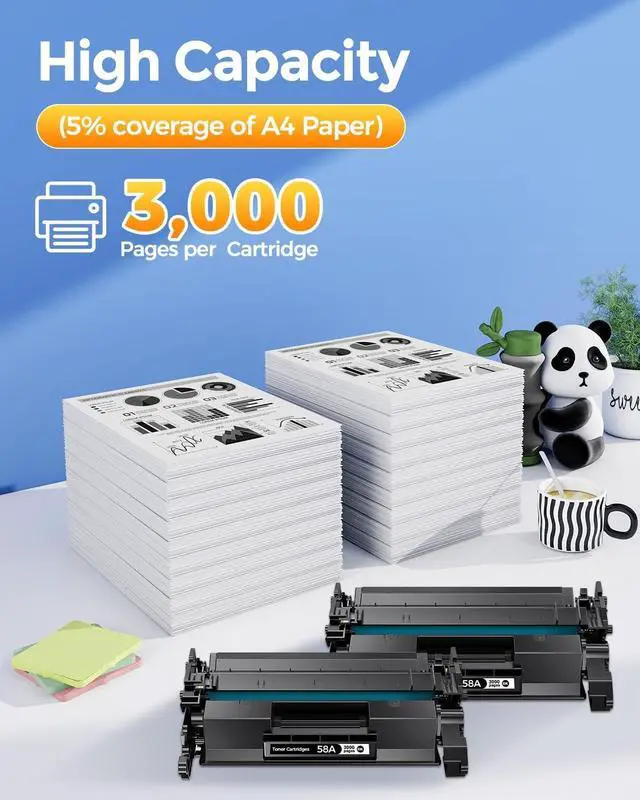 Alt view image 3 of 7 - 58A CF258A Toner Cartridge Black Compatible for HP 58A CF258A High Yield Toner Cartridge for HP LaserJet Pro M404n M404dn MFP M428fdw M428fdn M428dw Printer 2 Pack with Chip