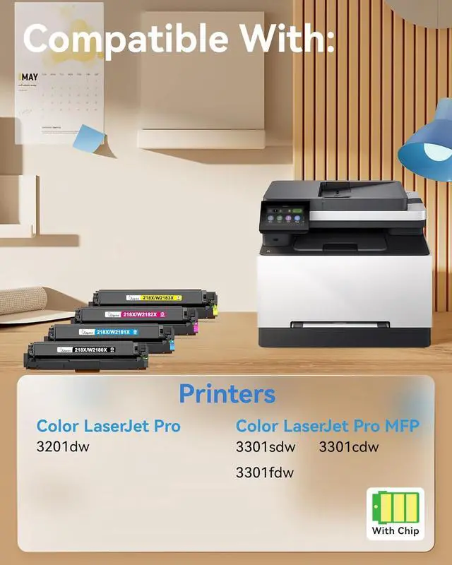 Alt view image 2 of 7 - 218X Toner Cartridges 4 Pack Compatible with HP 218X 218A W2180X W2180A