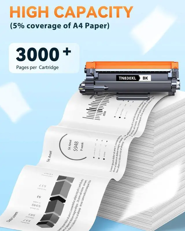 Alt view image 3 of 7 - TN830XL TN 830 TN830 Toner Cartridge Replacement for Brother TN830XL TN 830 TN830 Toner Cartridges for HL-L2460DW DCP-L2640DW HL-L2480DW HL-L2400D HL-L2405W MFC-L2820DW Printer (2 Black)