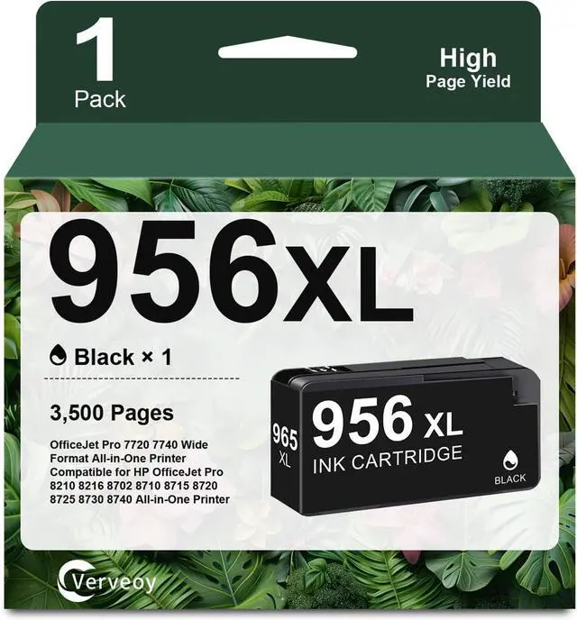 Main image of 956XL 956 Remanufactured Black High Yield Ink Cartridge Compatible for HP 956XL for OfficeJet Pro 7720 7740 8210 8216 8702 8710 8715 8720 8725 8730 8740 Printer (1-Pack, Black)