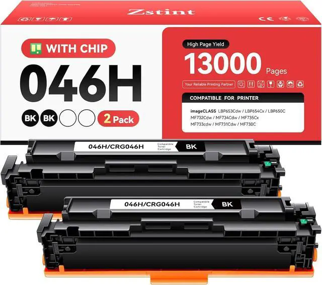 Main image of 046H 046 Black Toner Cartridge 2-Pack MF733Cdw High Capacity Replacement for Canon 046 046H Toner Compatible with Canon Color imageCLASS MF733Cdw MF731Cdw MF735Cdw LBP654Cdw Laser Printer All-in-One