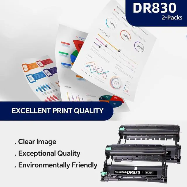 Alt view image 5 of 5 - DR830 Drum Unit Replacement for Brother DR830 DR-830 TN830XL TN830 Drum with Brother HL-L2460DW DCP-L2640DW HL-L2480DW HL-L2400D HL-L2405W MFC-L2820DW Printer (2-Pack, Not Toner)