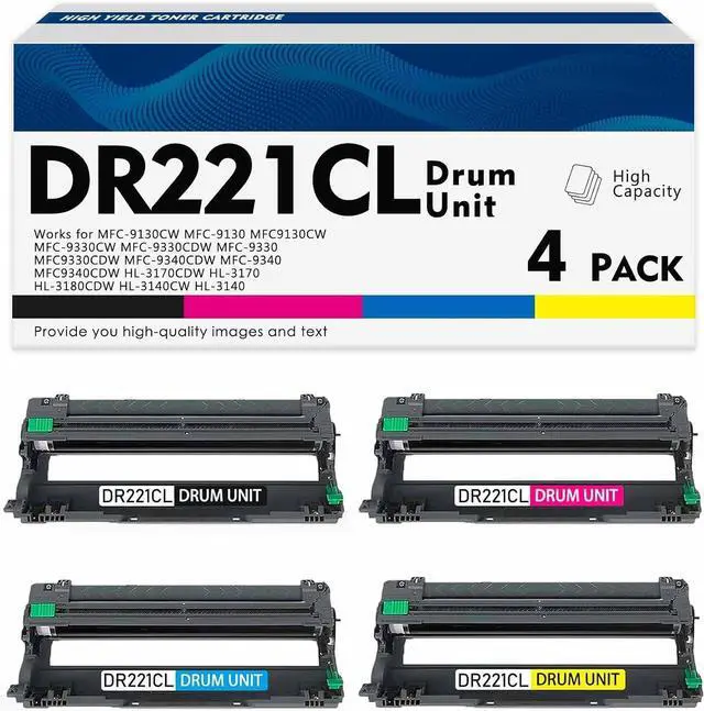 Main image of Drum Unit Replacement for Brother DR221CL DR-221CL for MFC-9130CW MFC-9330CW MFC-9330CDW MFC-9340CDW HL-3170CDW HL-3180CDW HL-3140CW DCP-9020CDN Printer (NOT Toner) (Black Cyan Yellow Magenta)