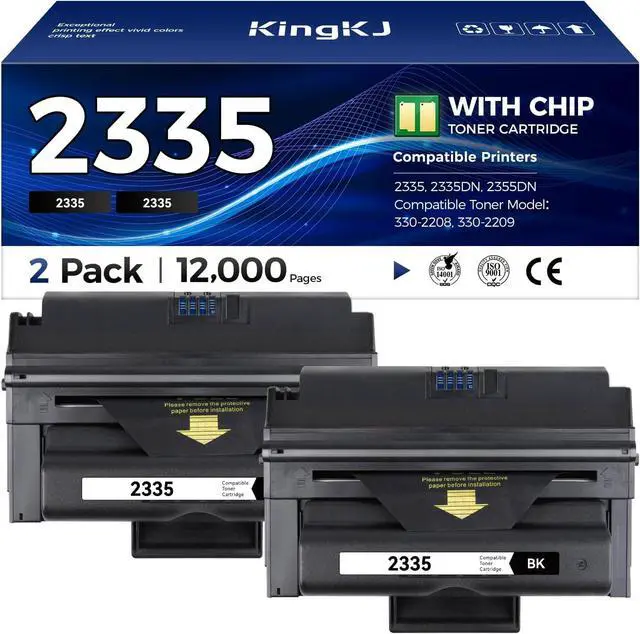 Main image of HX756 2335 Toner Cartridge Black 2-Pack High-Yield Replacement for Dell CR963 HX756 NX993 NX994 330-2208 R189G 330-2209 Toner Compatible for Dell 2335 2335DN 2355DN Laser Printer Ink All-in-One Copier