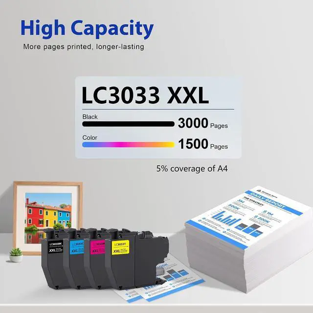 Alt view image 3 of 7 - LC3033 BK/C/M/Y Ink Cartridges LC3033XXL Compatible for Brother LC3033XXL