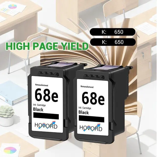 Alt view image 4 of 5 - Ink Cartridge 68E Replacement for HP 68e High Capacity 68 Black Work with Envy 6152e 6155e 6552e 6555e 6558e Printer 6100e 6500e Printer 2-Pack