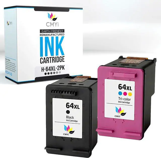 Main image of 64XL Replacement Ink Cartridges Combo Pack for HP Envy 6234, 6252, 7134, 7158, 7822, 7832, 7855, 7858e, 6220, 6230, 6232, 6252, 6255, 6258, 7120, HP Tango, Tango X Printers (1 Black, 1 Color)