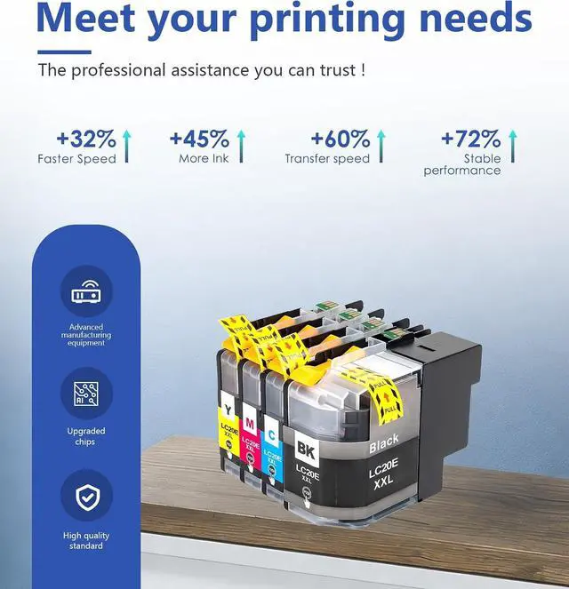 Alt view image 4 of 7 - LC20EXXL LC20E Ink Cartridges Set 4-Pack with Super High Yield