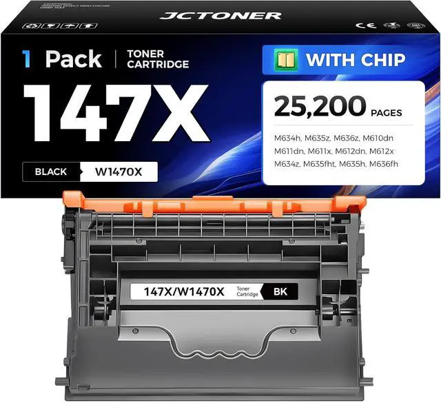 Main image of 147X Black Toner Cartridge High Yield Replacement for HP 147X W1470X 147A Compatible with HP LaserJet Enterprise M611dn M611x M612dn M612x MFP M634z M635fht M635h M636fh M634h M635z M636z M610 Printer