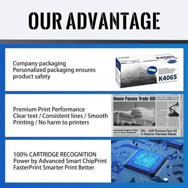 Alt view image 4 of 6 - 1 PK K406S Black Toner Cartridge 2,500 Pages High-Yield Compatible, K406S, Replacement for Samsung Xpress C46x C41x CLX-330x C410W C460W C460FW C412W/C413W C462W/C462FW C463W/C463FW CLP-365 Printer