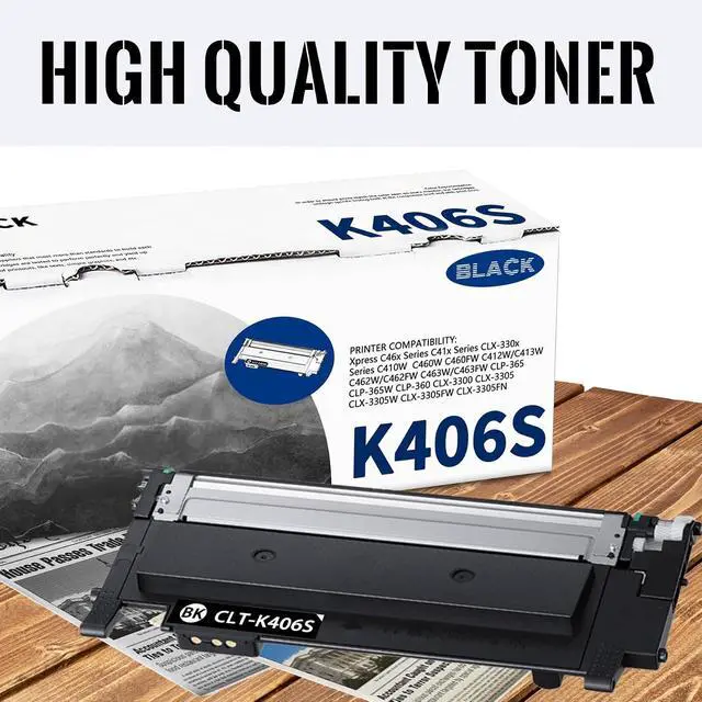 Alt view image 5 of 6 - 1 PK K406S Black Toner Cartridge 2,500 Pages High-Yield Compatible, K406S, Replacement for Samsung Xpress C46x C41x CLX-330x C410W C460W C460FW C412W/C413W C462W/C462FW C463W/C463FW CLP-365 Printer