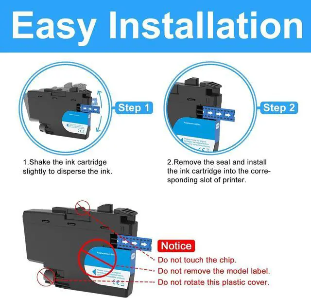 Alt view image 2 of 7 - LC406 Color Ink Cartridge Replacement for Brother LC4063PKS LC406C LC406CS LC406M LC406MS LC406Y LC406YS for MFC-J4335DW MFC-J4345DW MFC-J4535DW MFC-J5855DW MFC-J5955DW MFC-J6555DW Printer(2C2M2Y)