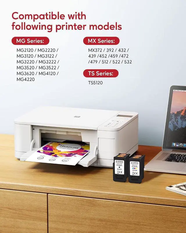 Alt view image 2 of 7 - PG-240XL/CL-241XL Remanufactured Ink Cartridges Replacement for Canon 240 241, 240XL 241XL Combo Pack Use to Canon MG3620 TS5120 MG3520 MG2120 MX452 MX512 MX532 Printer (2 Pack)
